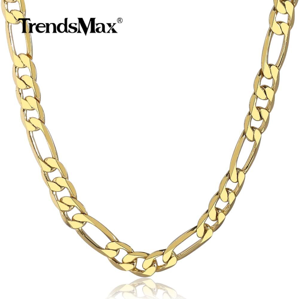 6MM 18-24″ Yellow Gold Filled Unisex Figaro Link Chain Necklace Women Men Gift