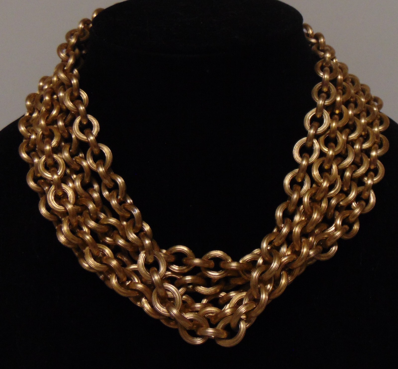 Elegant ANNE KLEIN Gold Tone Multiple Chain Collar Length Necklace