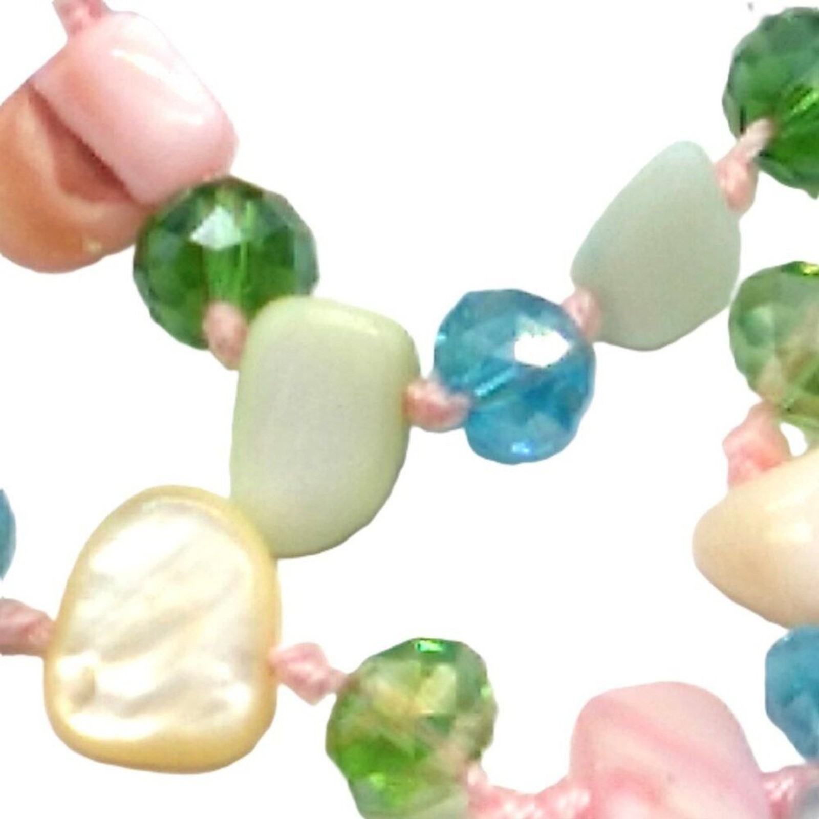 MOP + Faceted Pastel Multi-colored Beaded Necklace
