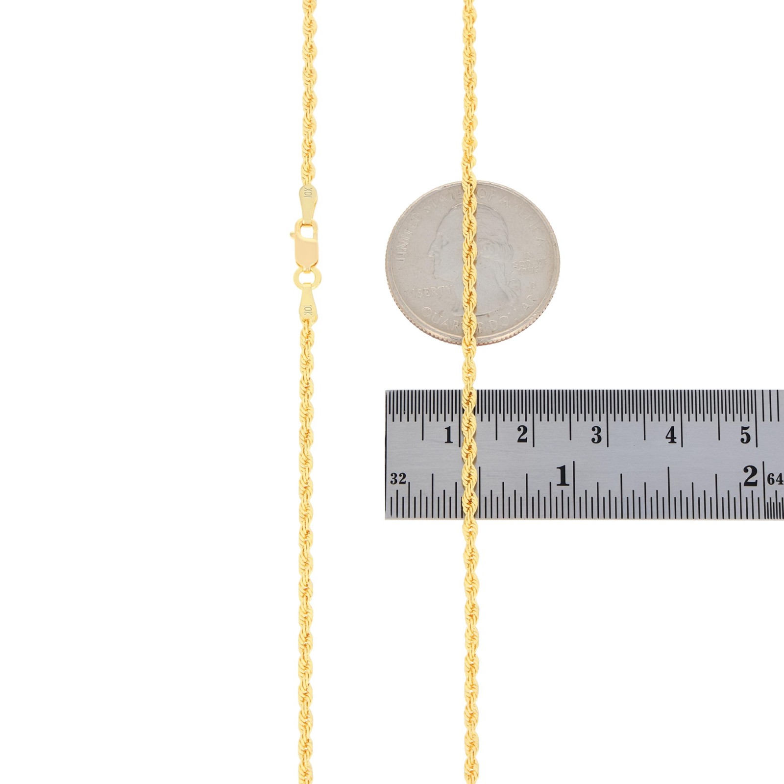 10K Yellow Gold 2mm-7mm Diamond Cut Rope Chain Necklace Men Womens 16″- 30″