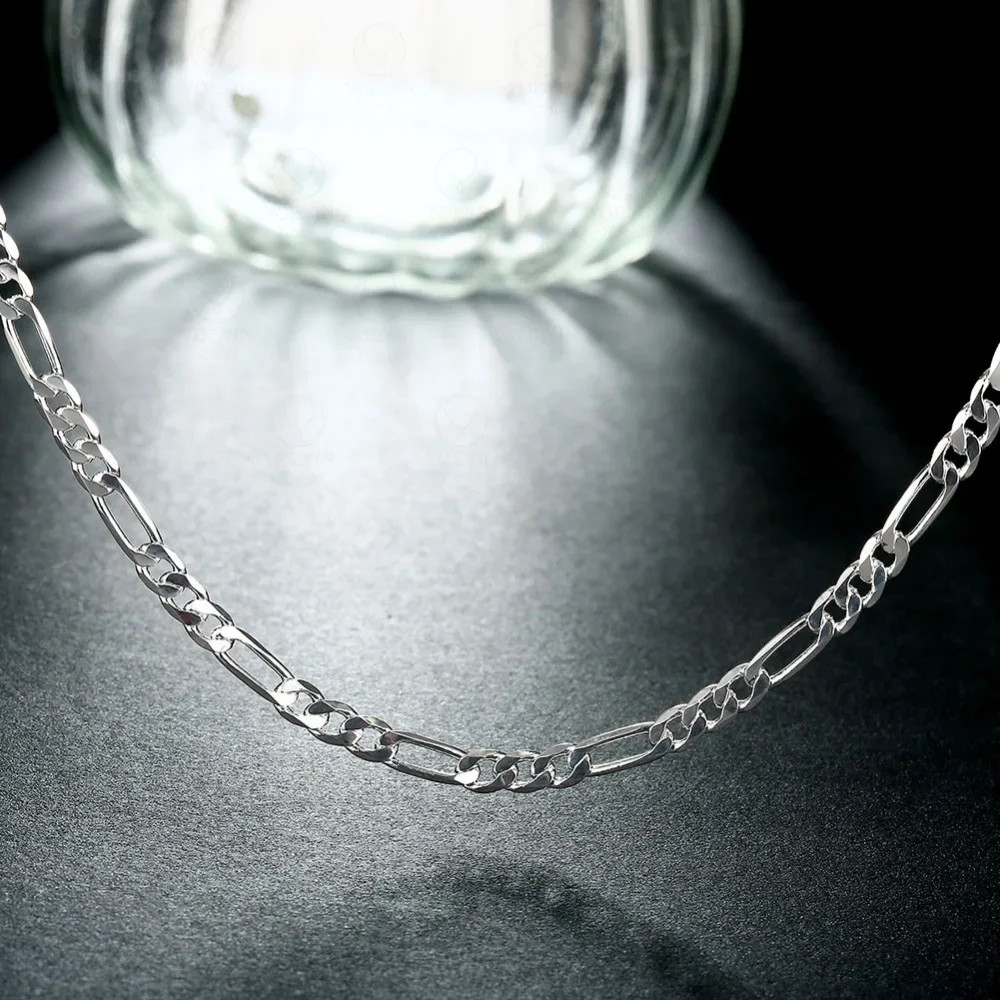 Figaro 40-75cm 925 Silver 4mm Chain Necklace for Women, Men