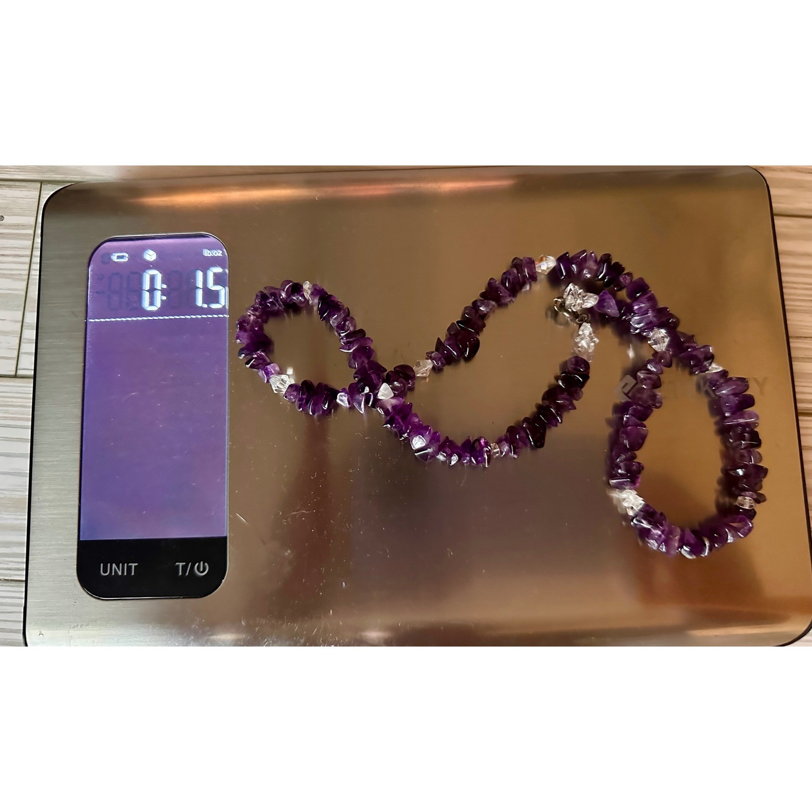 Sterling Silver 925 Amethyst Chip Vintage Necklace Excellent
