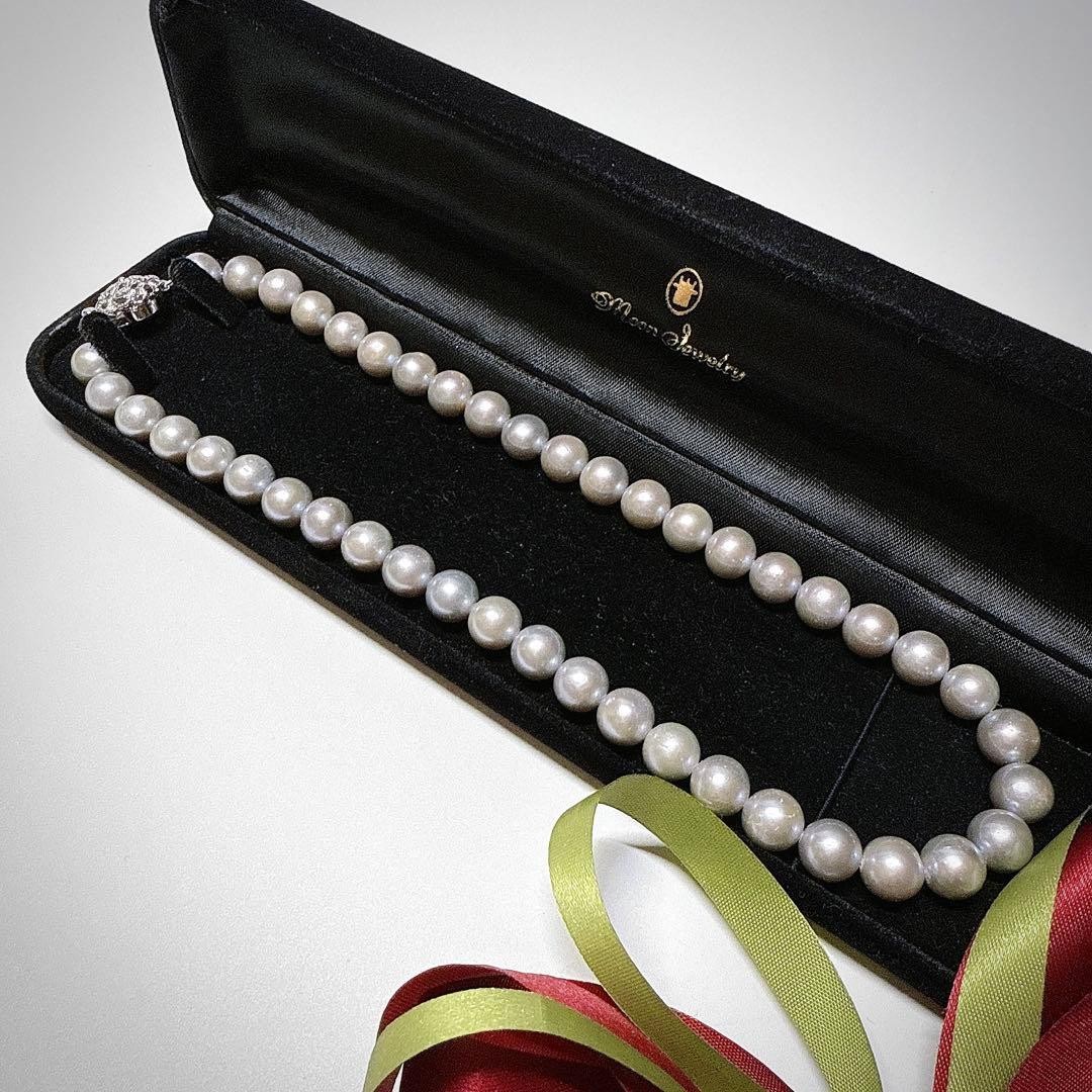 Genuine Akoya Pearl Necklace Gray 9.8-9.1mm From Japan