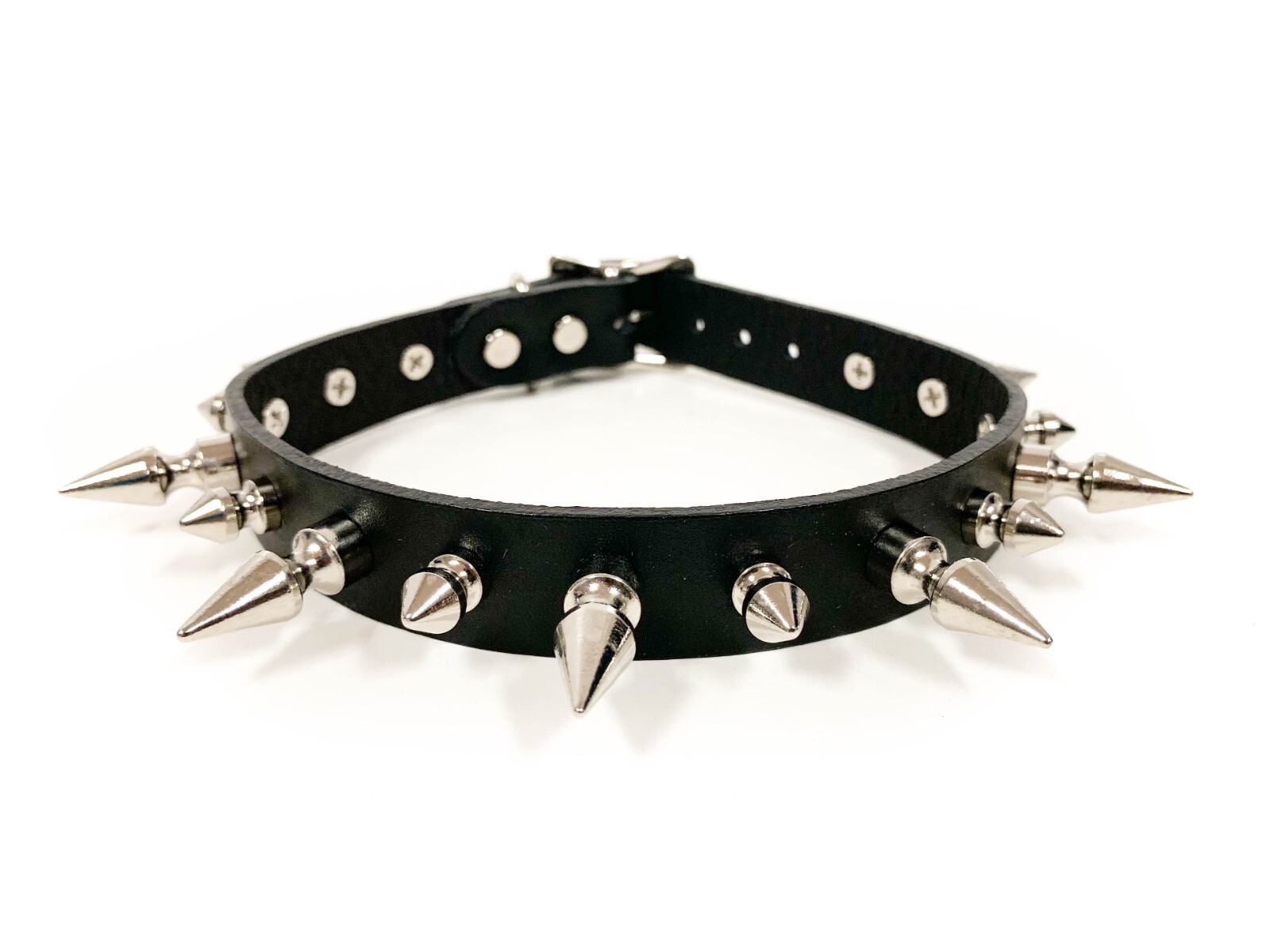 Spike Leather Choker Necklace Collar Punk Rock Gothic Rockabilly Thrash Metal