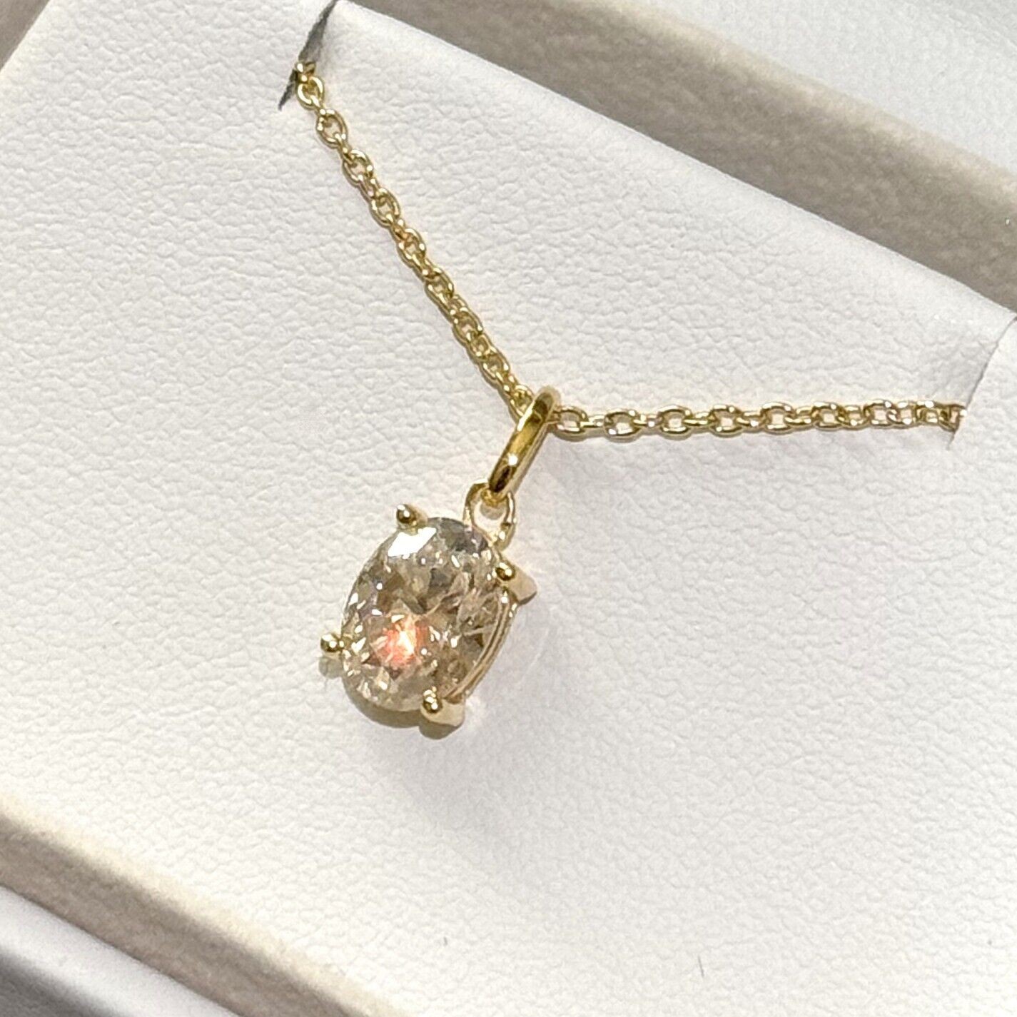 Oval Cut Moissanite Solitaire Pendant with Necklace – 925 Silver or 14k Gold