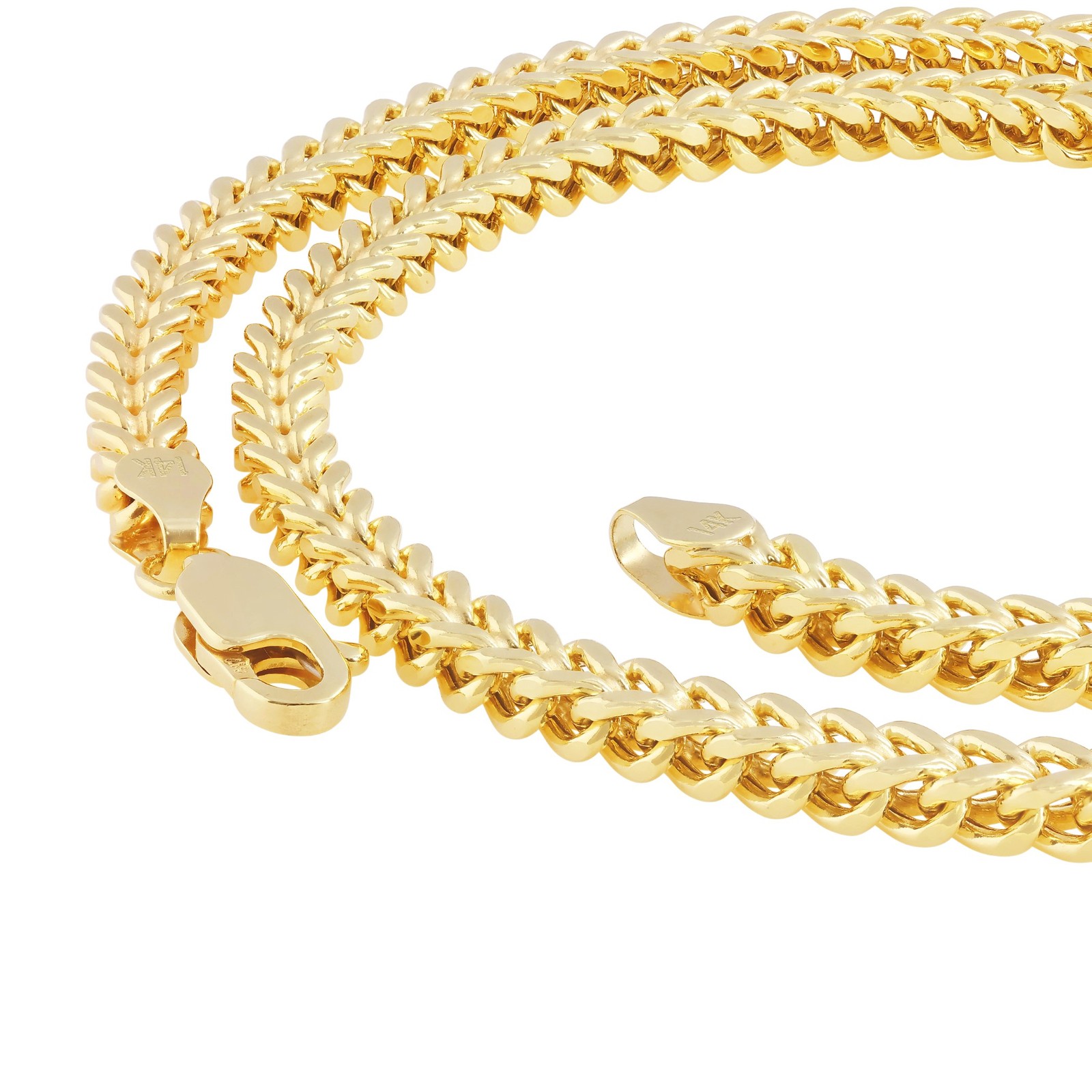 14K Yellow Gold Mens 3mm Franco Square Box Foxtail Wheat Necklace Chain 24″