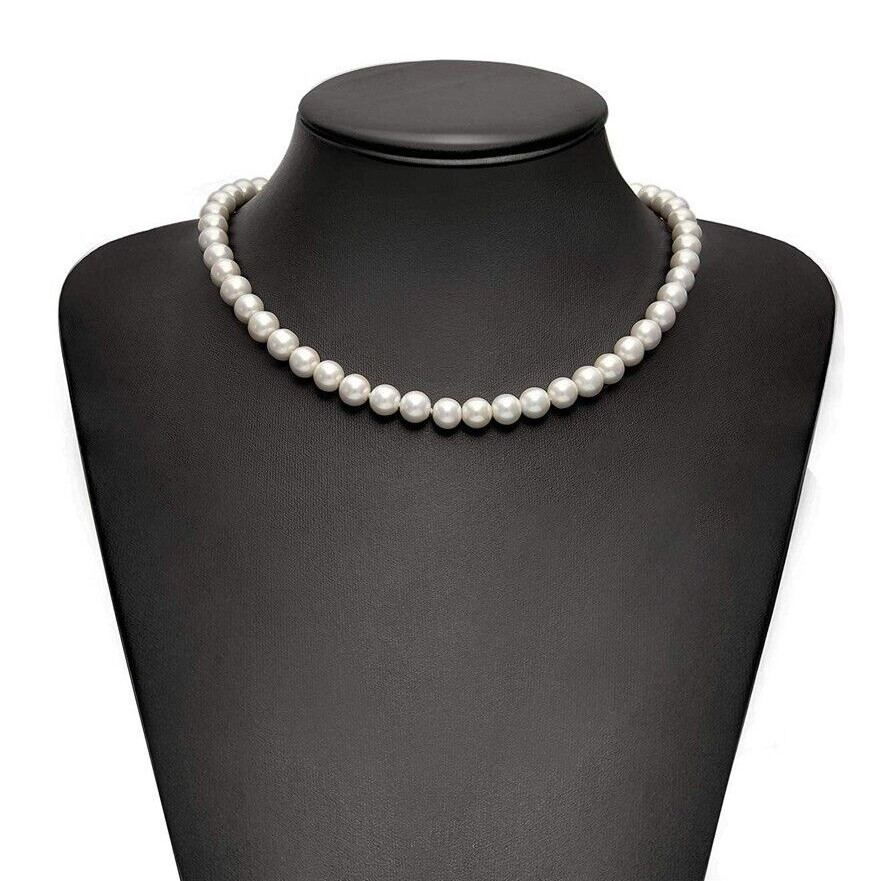 Cream Loose Choker 10mm Faux Pearl Necklace – 16inch (40cm) with silver fittings
