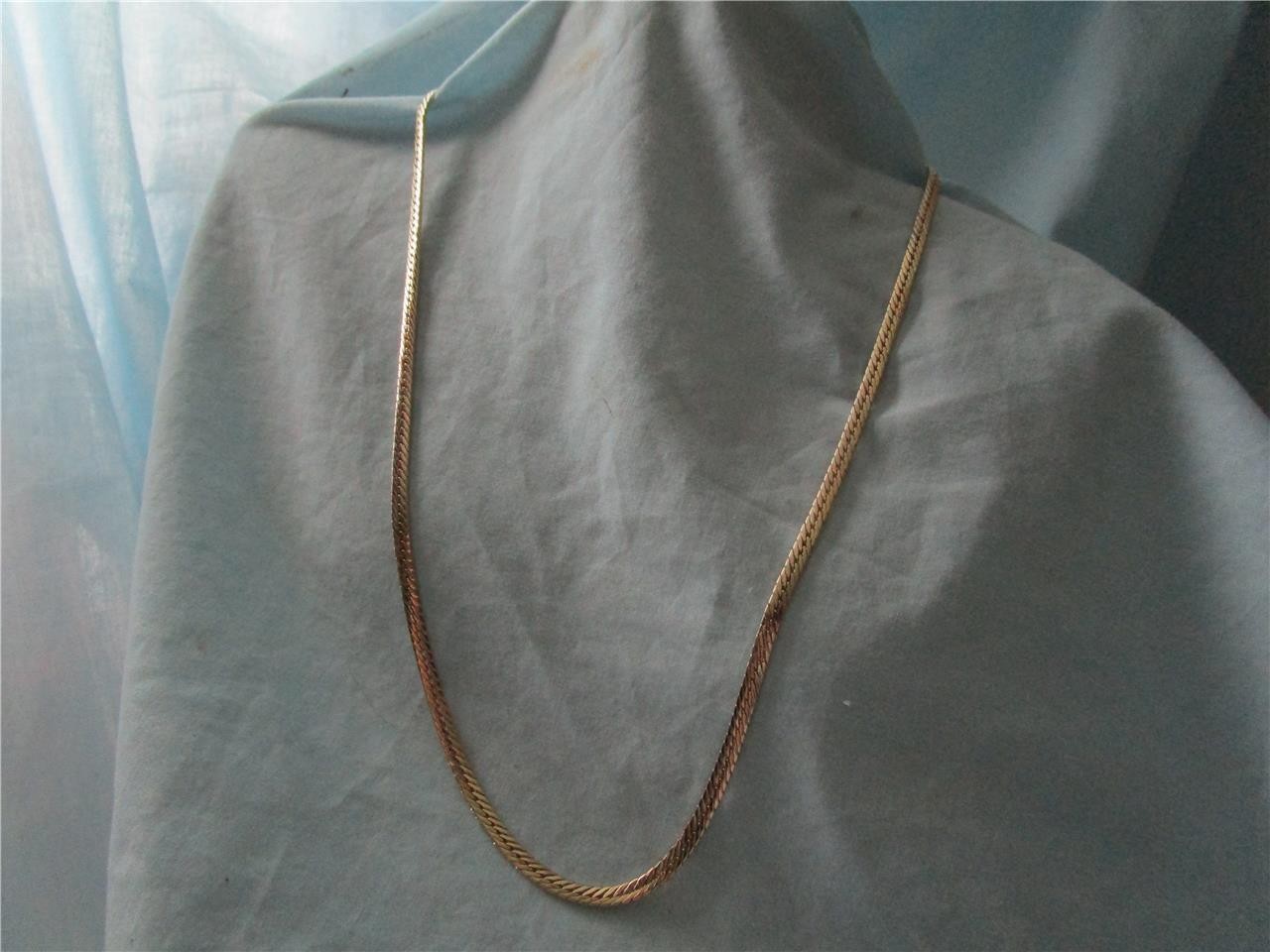 22″ Long- 5 cm Gold Plated Herringbone Chain Necklace