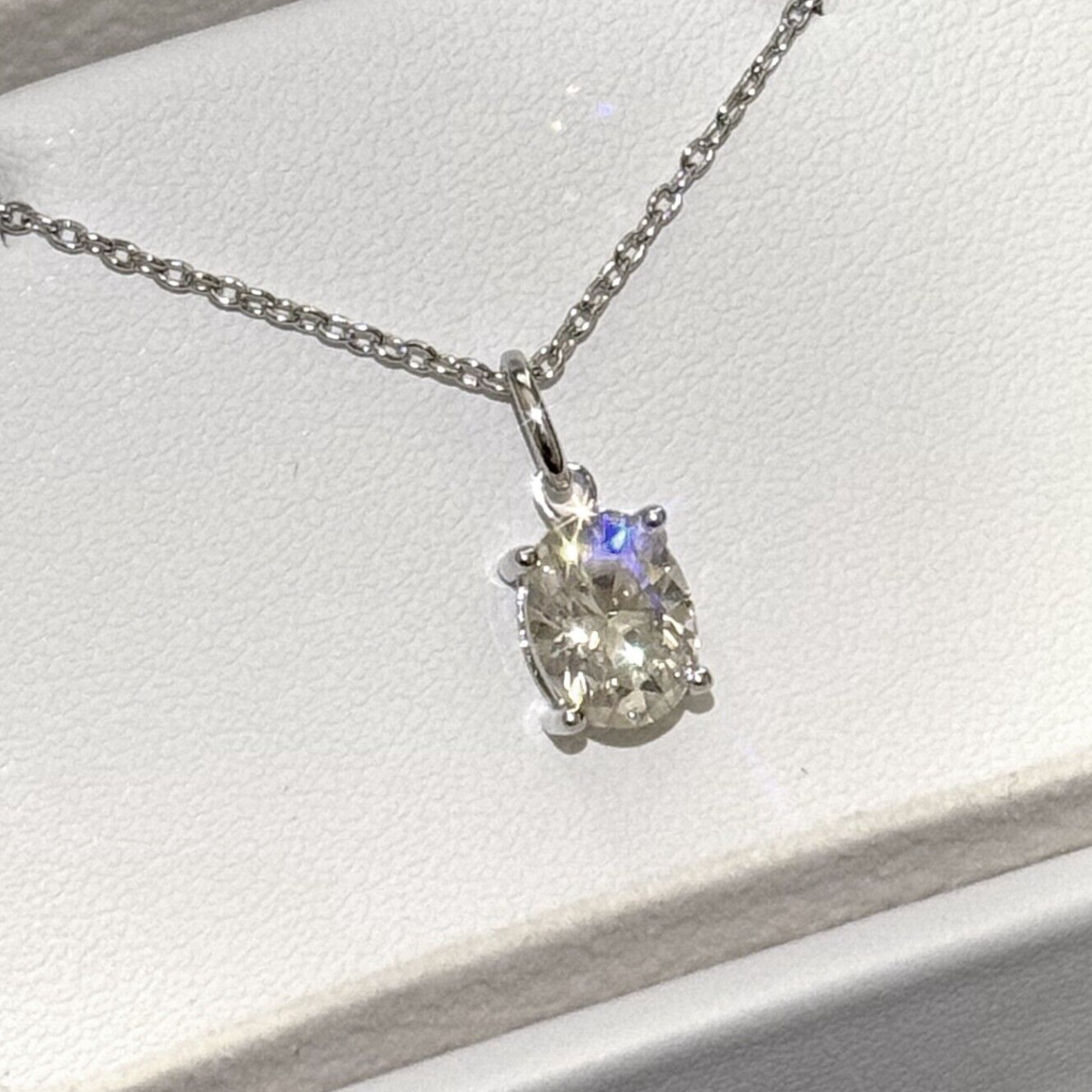 Oval Cut Moissanite Solitaire Pendant with Necklace – 925 Silver or 14k Gold