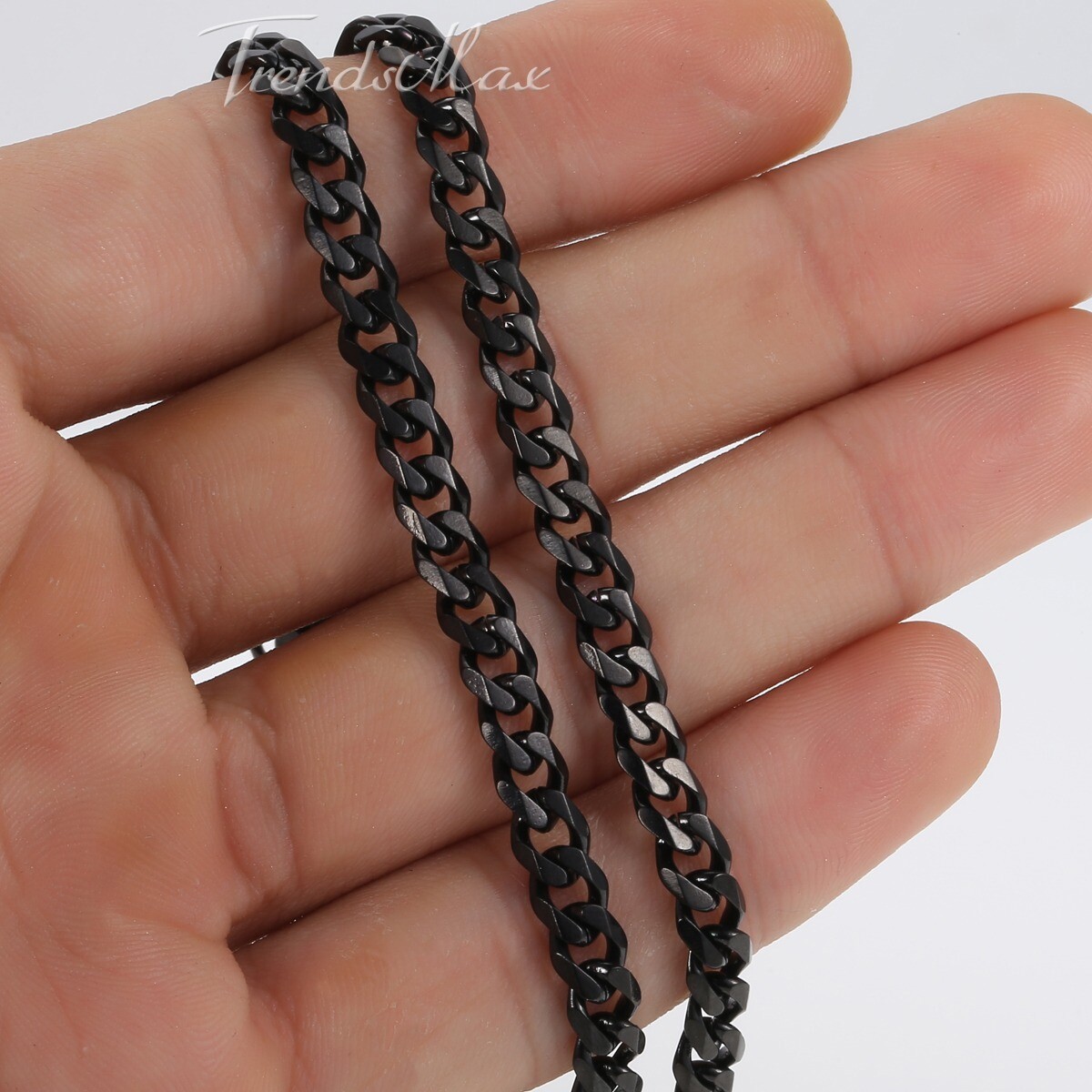 3/5/7/9/11mm Cuban Curb Mens Necklace Black Stainless Steel Gift Chain 18″-30″