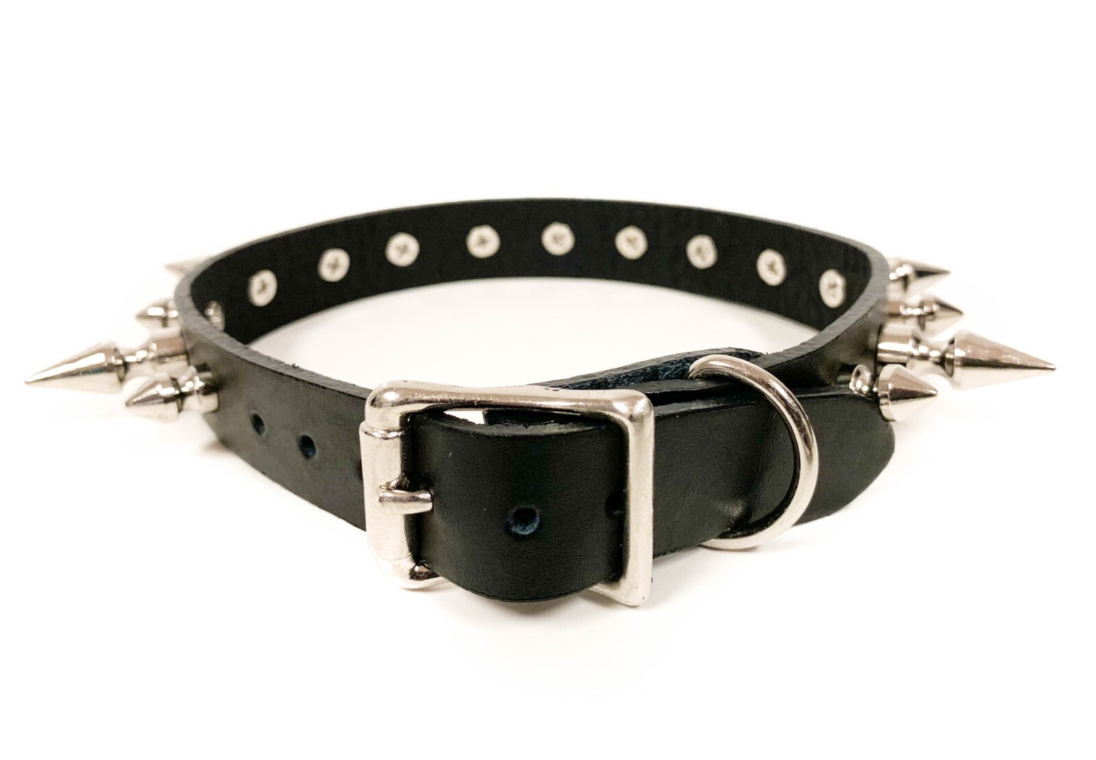Spike Leather Choker Necklace Collar Punk Rock Gothic Rockabilly Thrash Metal