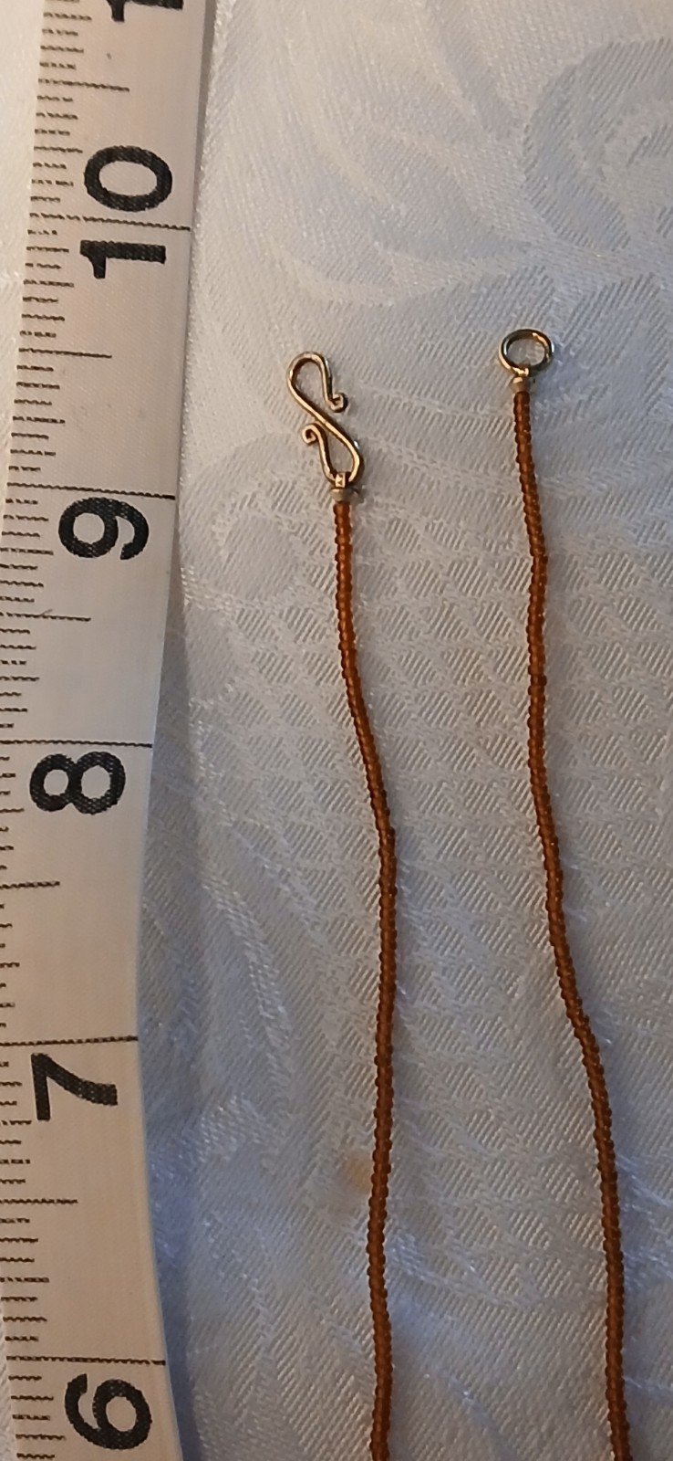 Labradorite Stone 1mm, Amber Tiny Beads, Necklace,Gold Tone Lobster Clasp,9.5″