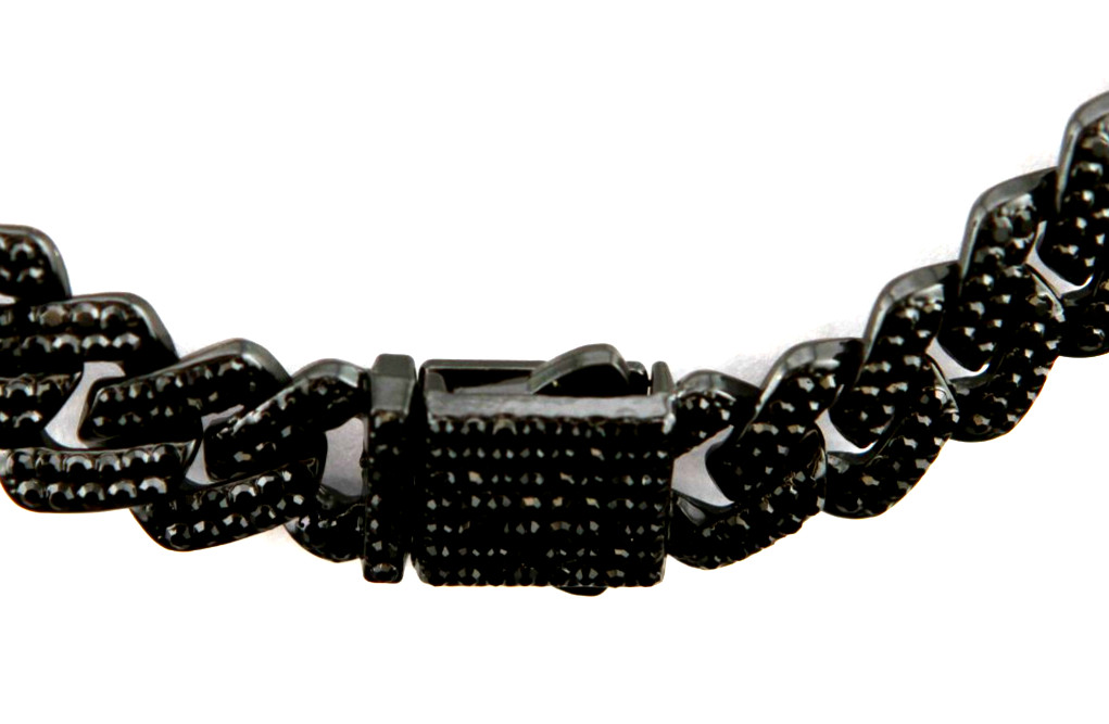 Neckless -Black CZ over Black Stainless 26″ Cuban Neckless (NEW) Locking Clasp