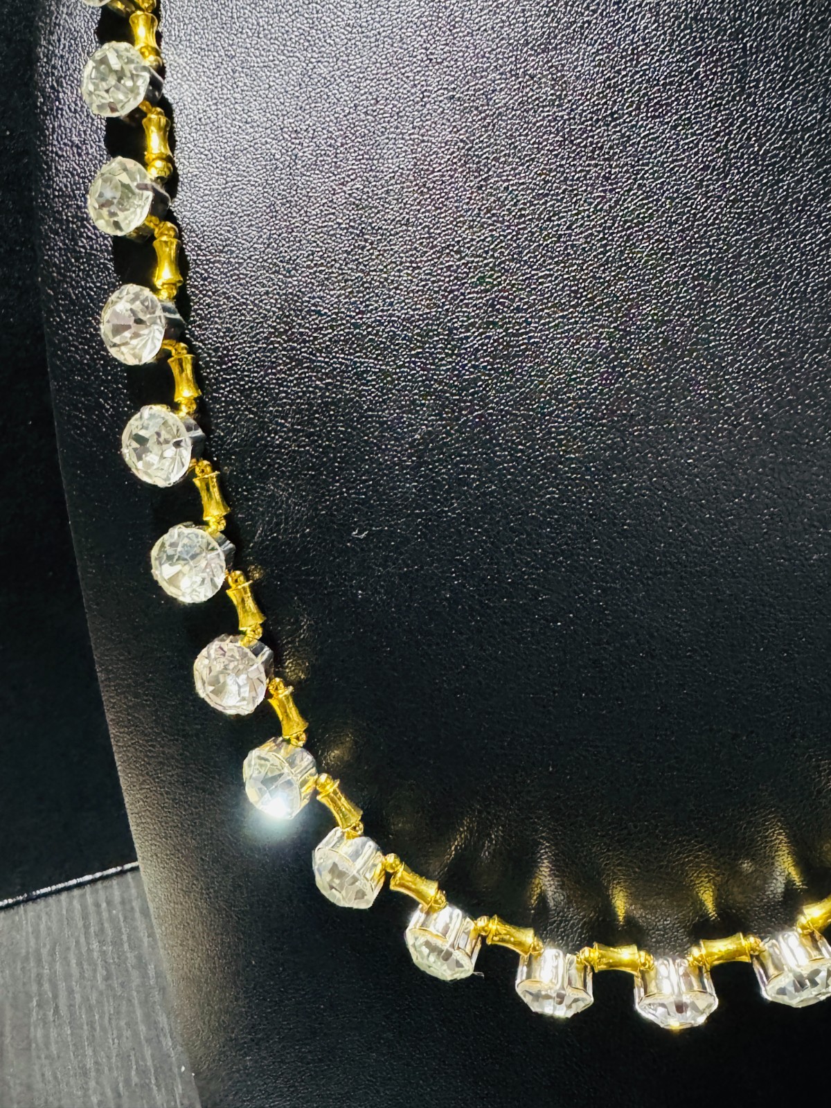 Tennis Necklace Chain White Colorless Rhinestone 10 mm Gold 24 in + 2 in Adj