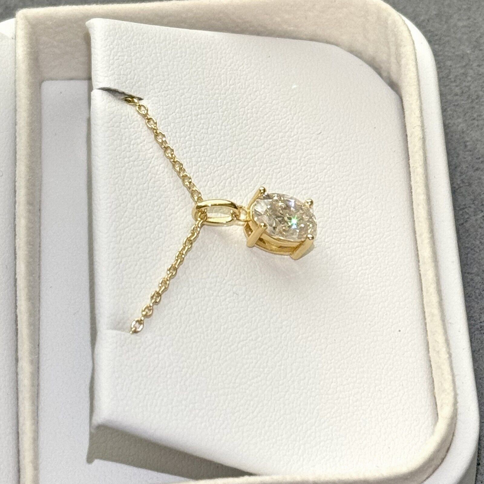 Oval Cut Moissanite Solitaire Pendant with Necklace – 925 Silver or 14k Gold
