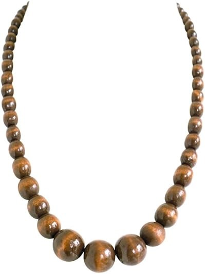Natural Wood Beads Necklace Unisex Wooden Bead Chain for Men Women