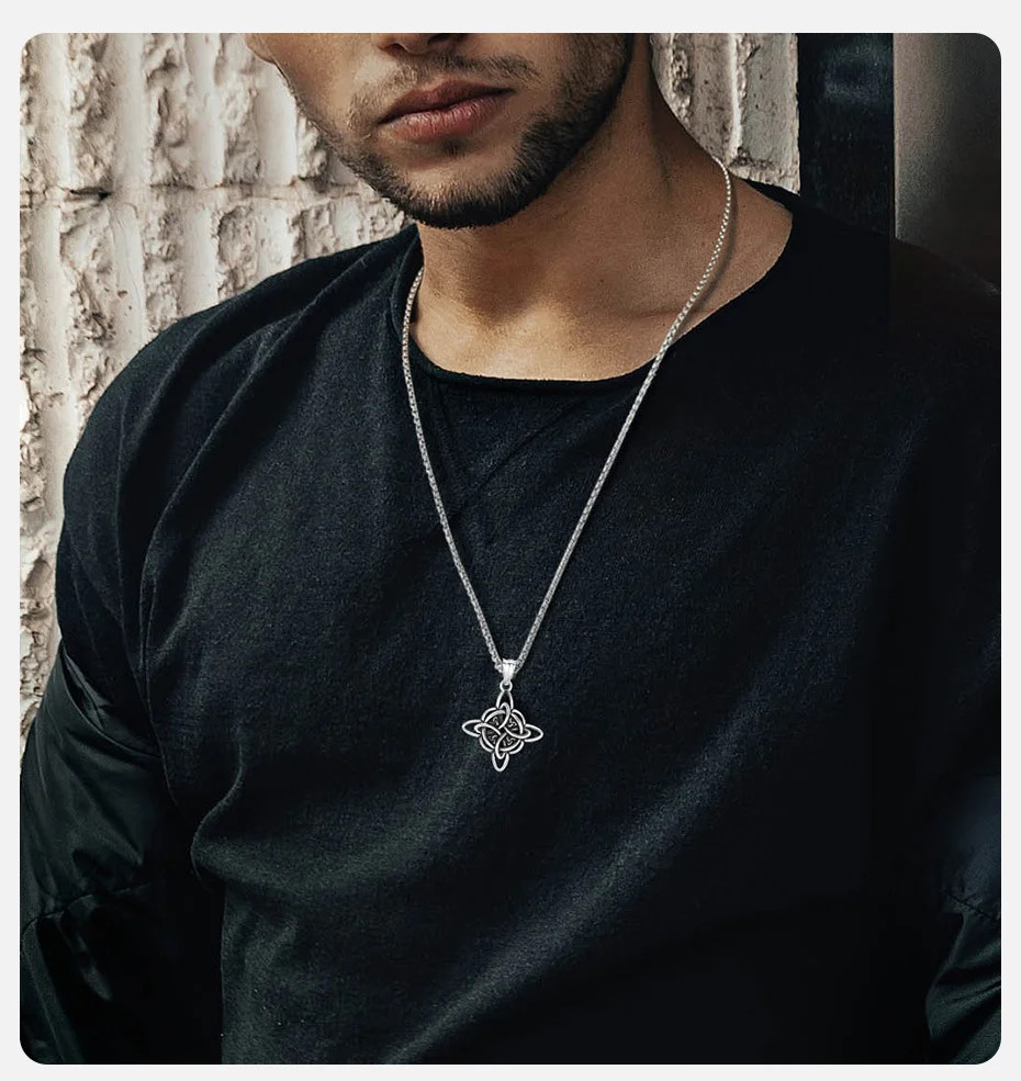 Vintage Celtic Knot Necklaces for Men Women,Stainless Steel Nordic North Europ