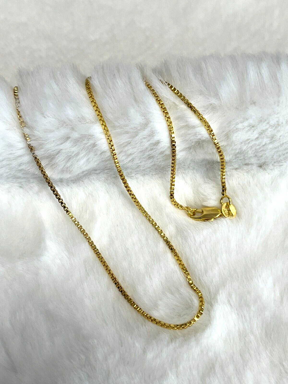 SHARP!! STAMPED 18K GOLD FILLED 1.6mm BOX CHAIN 18″ LONG FITS PENDANT NECKLACE