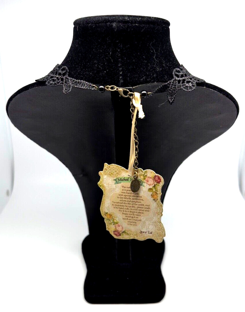 Beautiful Necklace Fabric Choker With Colorful Crystals By Michal Negrin #610#
