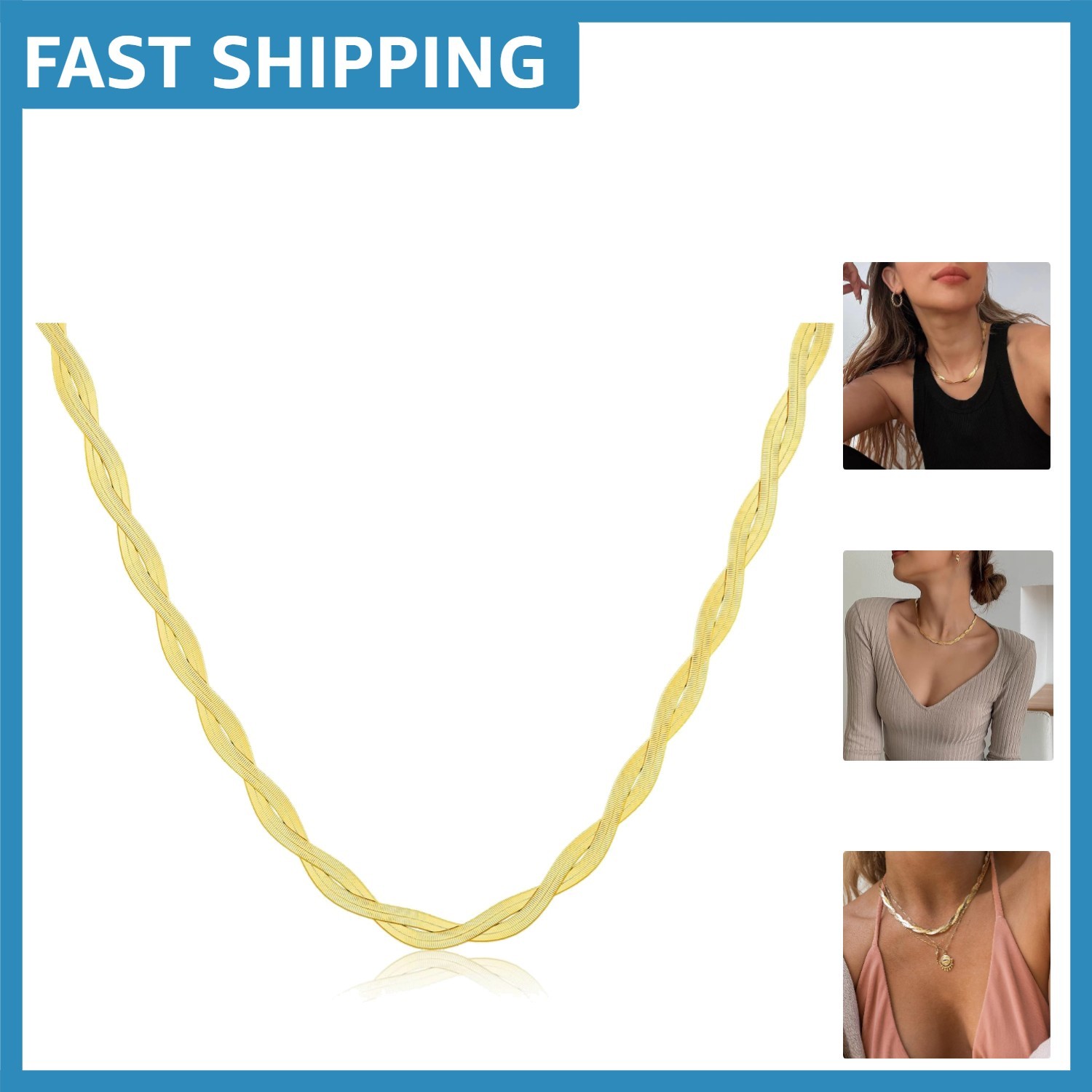 Fashionable Chunky Herringbone Layered Necklaces for Women’s Special Occasions