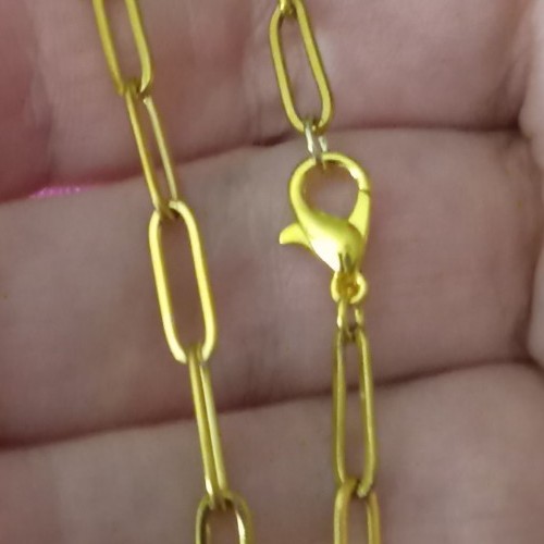 14k Gold Plated 19″ 20″ 22″ 24″ Paper Clip Chain Link Necklace Paperclip Charm