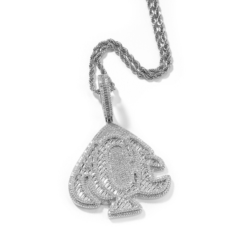 Hip Hop Peach Heart Pendant Sweater Necklace Gold Fill Zircons Rapper MENS Gifts