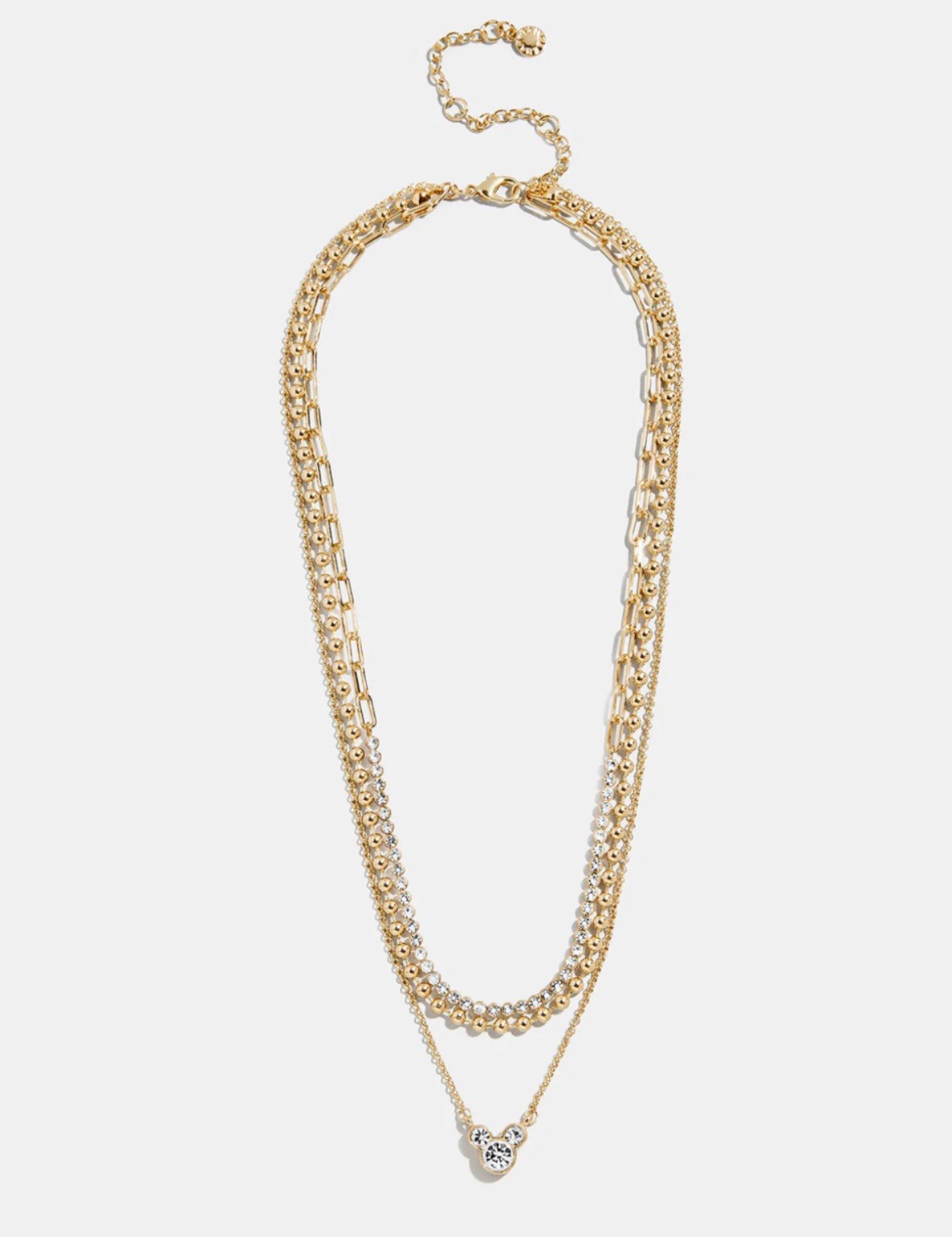 NEW Baublebar Mickey Mouse Layered Necklace °O° Gold-Tone Pavé