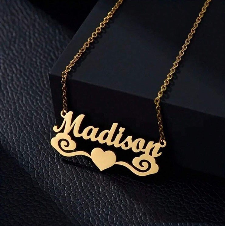 Personalized Name Necklace 18K Gold Plated Customize Any Name Anniversary Gift