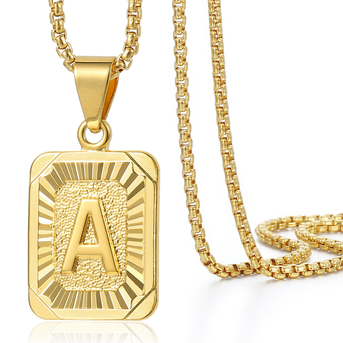 2MM 24″ Yellow Gold Filled 26 Letters A-Z Cross Charm Necklace or Pendant Only