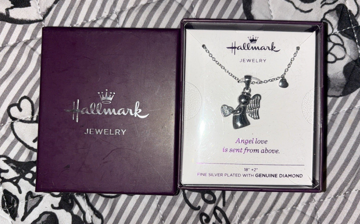 Hallmark Angel Love Silver Plated Necklace w/ Natural Diamond Accent 18in Ext