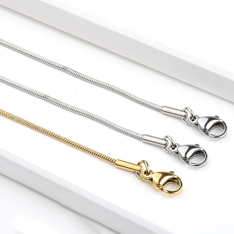 10pcs Ladies’ Stainless Steel Collarbone Round Snake Chain Necklace 18”+5cm