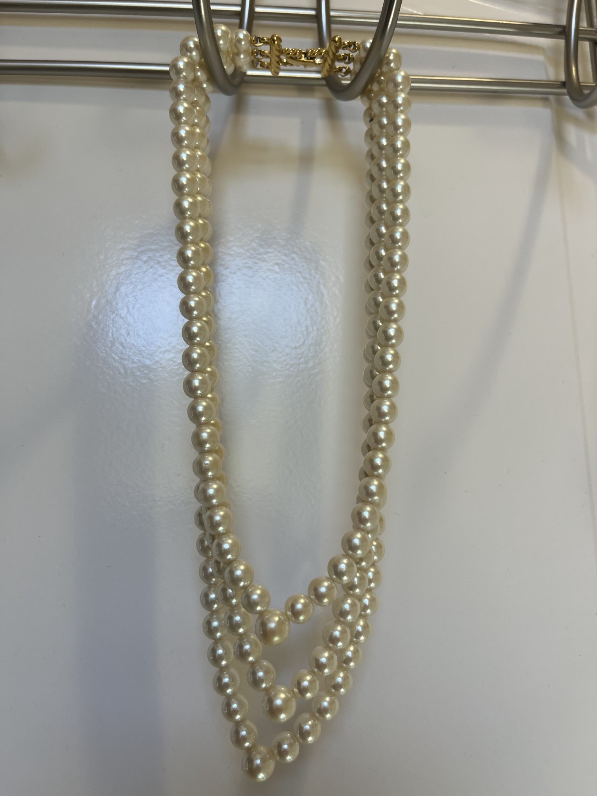 9.8″ 3 Tiered Layered Necklace with Gold Fold Over Clasp Closure
