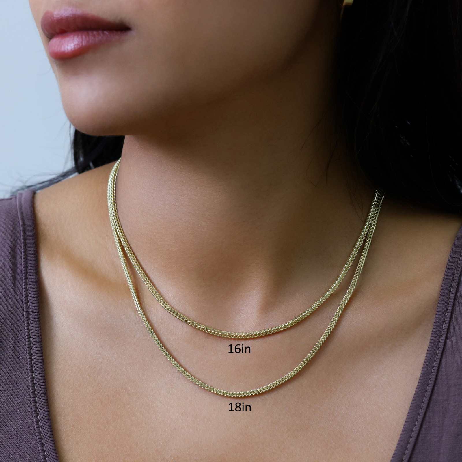 10K Yellow Gold Womens 2.5mm Franco Square Box Foxtail Wheat Necklace Chain 18″