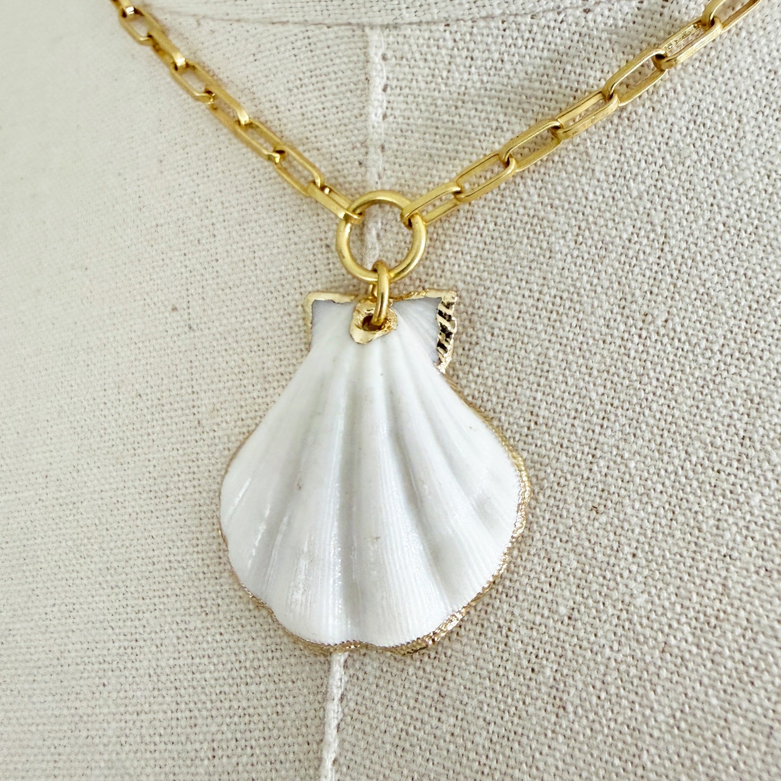 Madewell Gold Chain Necklace with Seashell Charm Adjustable Lobster Claw Clasp