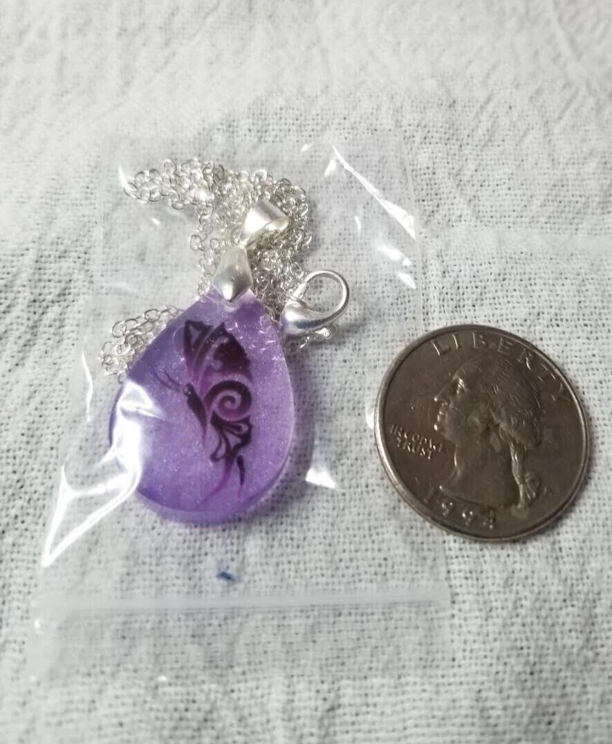 purple butterfly pendant and 18 inch chain. free shipping. made in the USA
