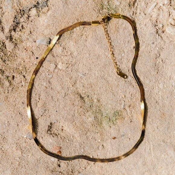 Waterproof Gold Chain Necklace Classic Herringbone Necklace Everyday Jewelry