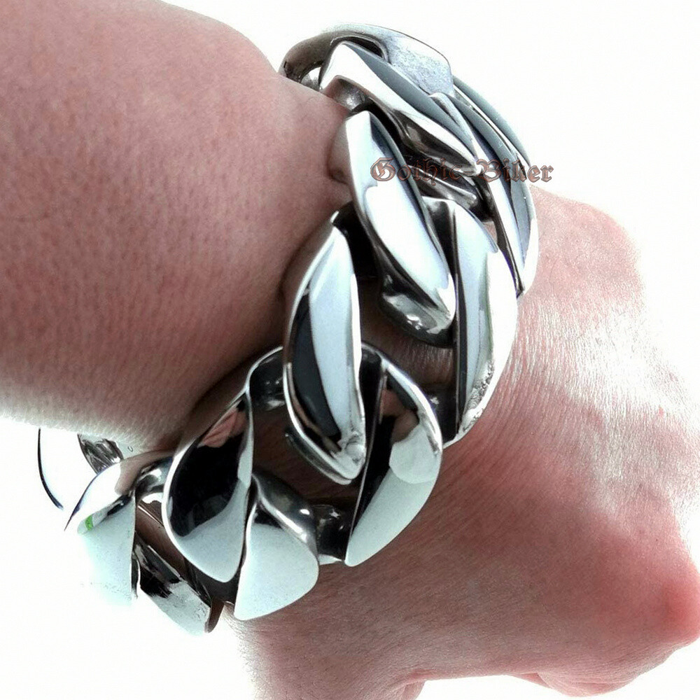 Super Heavy 31mm Men Polished Cuban Curb Chain Stainless Steel Bracelet Necklace