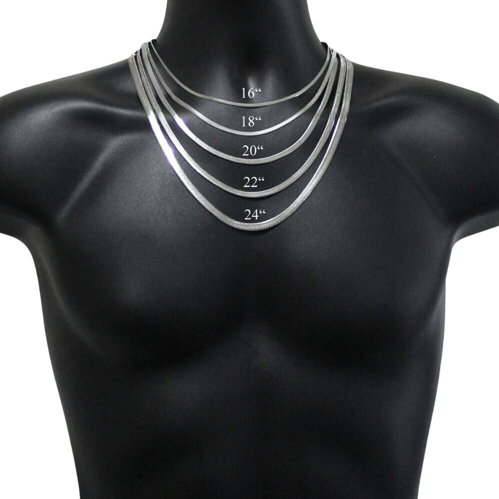 Stainless Steel Herringbone Flat Chain Classic Necklace Men Women 16″-24″