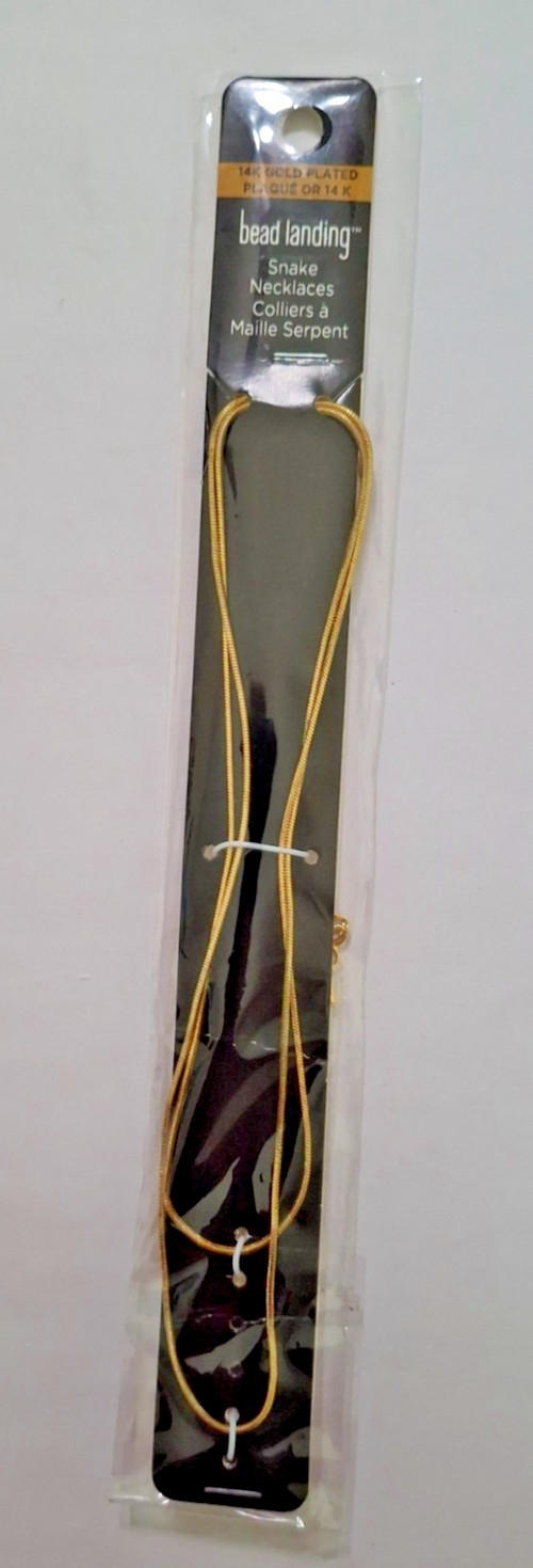 14K Gold Plated Snake Necklace Chains 1 mm 18″ and 24″ by Bead Landing – 2pc NEW