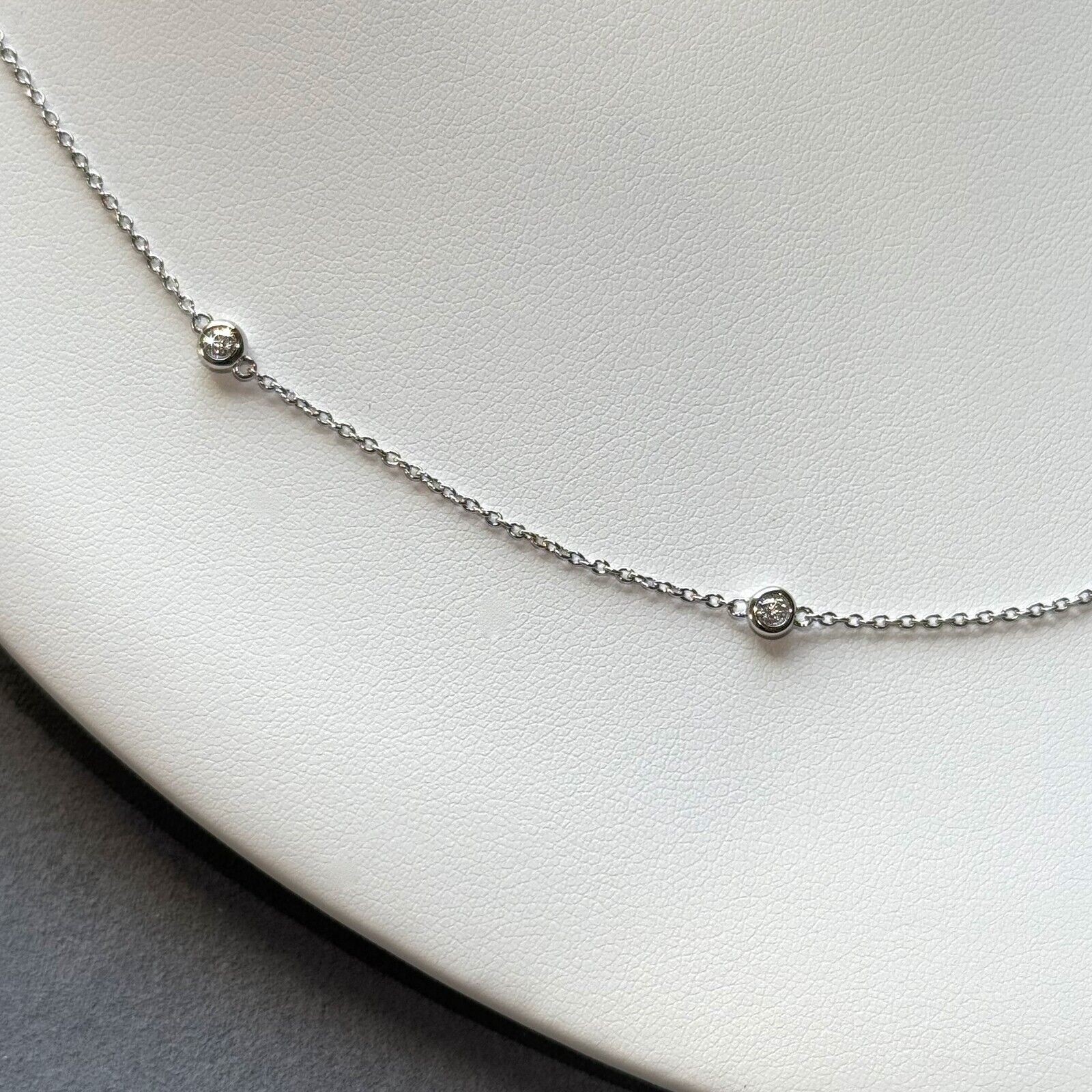 Womens Moissanite Station Necklace 16 / 36 inches – Sterling Silver or 14K Gold