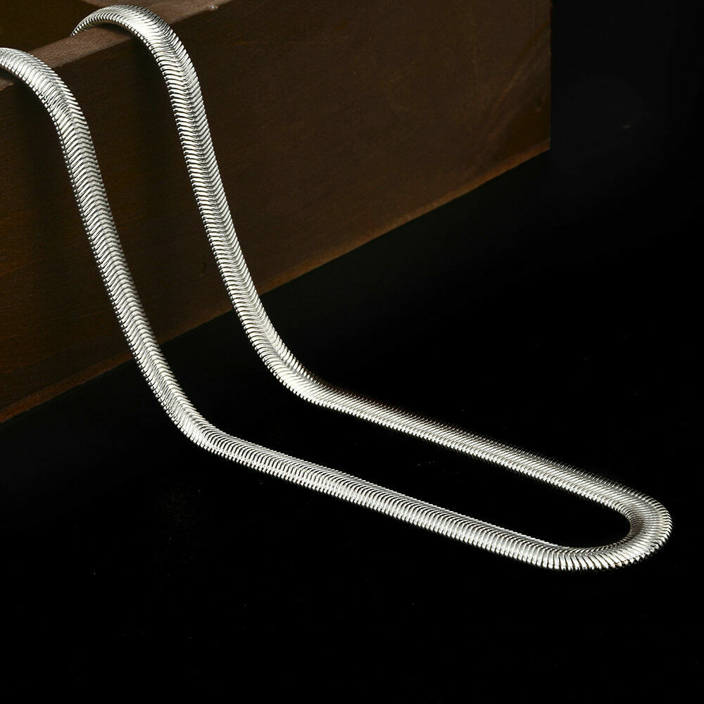 Elegant 925 Sterling Silver New Fashion Jewelry Snake Chain Charm 24″ Necklace