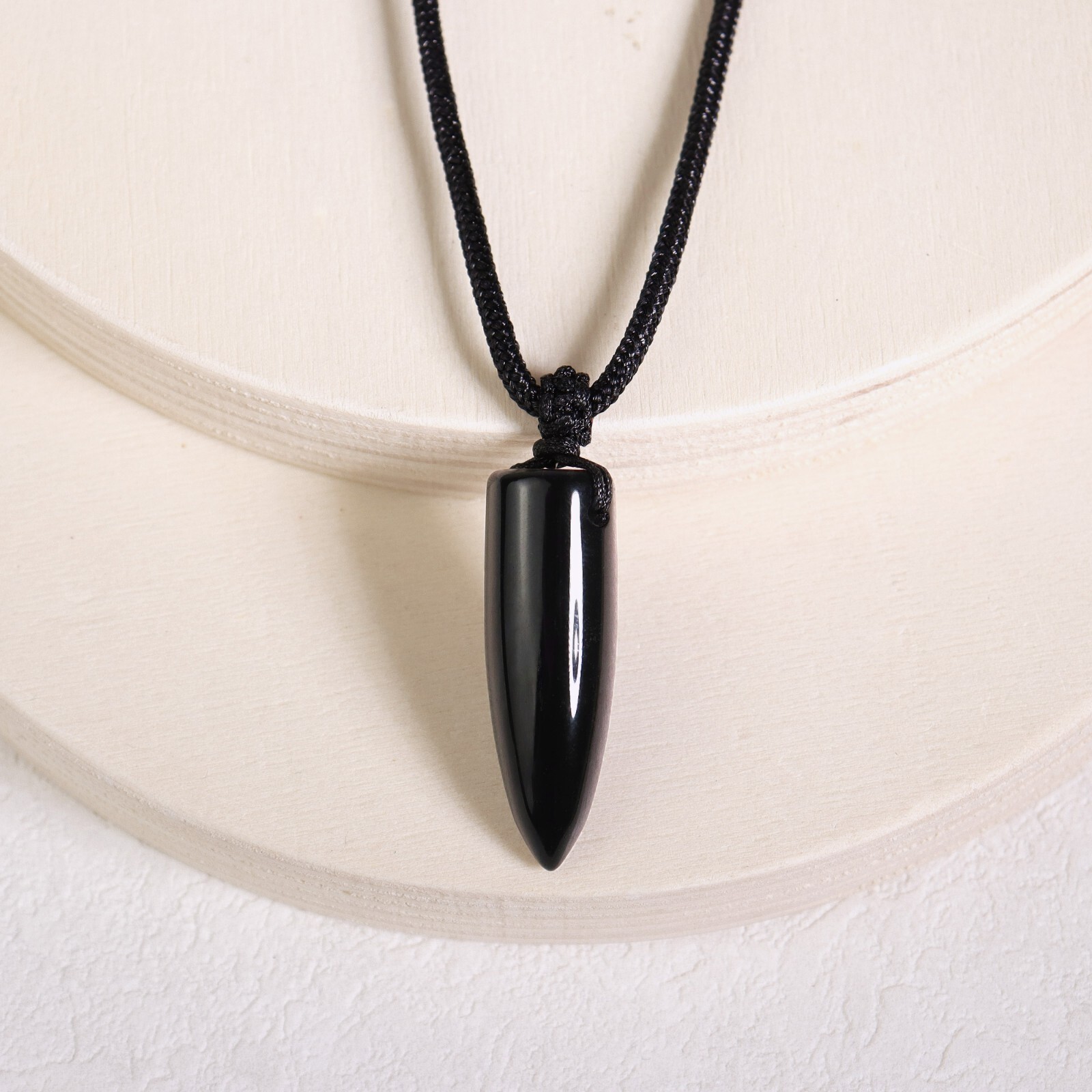 Black Tourmaline Crystal Gemstone Pendant Healing Protection Women Men Necklace