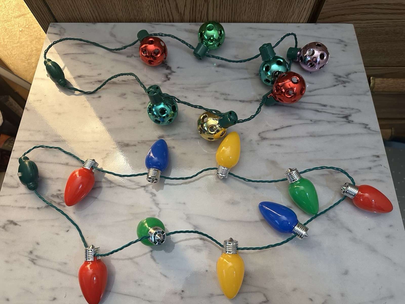 Festive Christmas Bulb Necklace Garland Colorful Holiday Party Set of 2