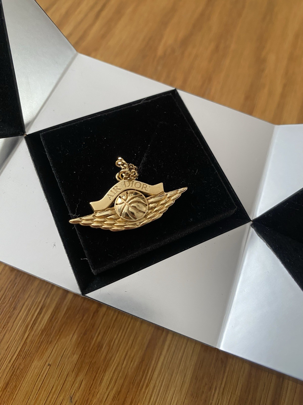 Air Dior Jordan Wings Pendant Gold Necklace