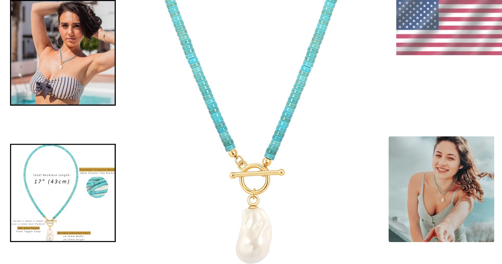 Stunning Layered Necklace with Simulated Pearl and Turquoise for Everyday Glam