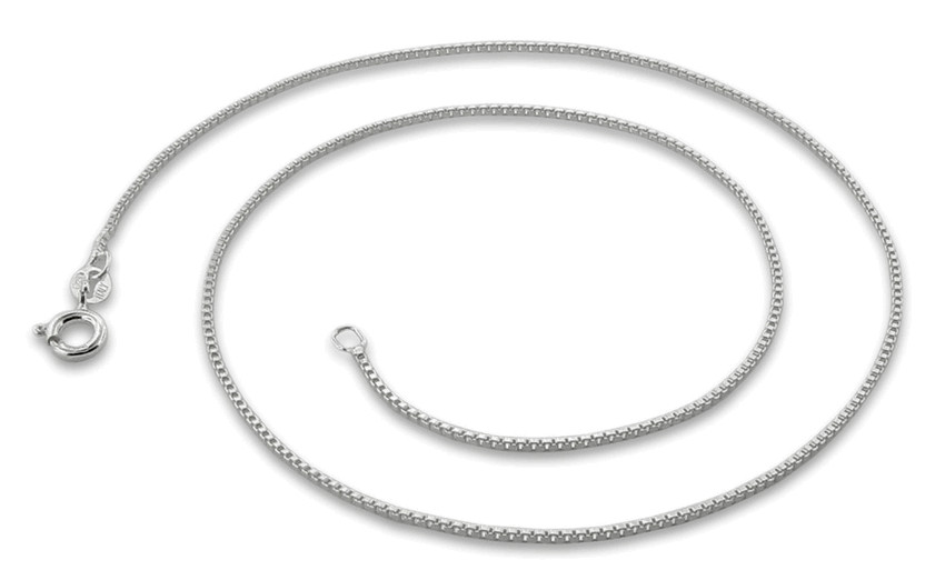 Solid Sterling Silver BOX Chain Necklace 0.8mm Stamped 925 Made In Italy
