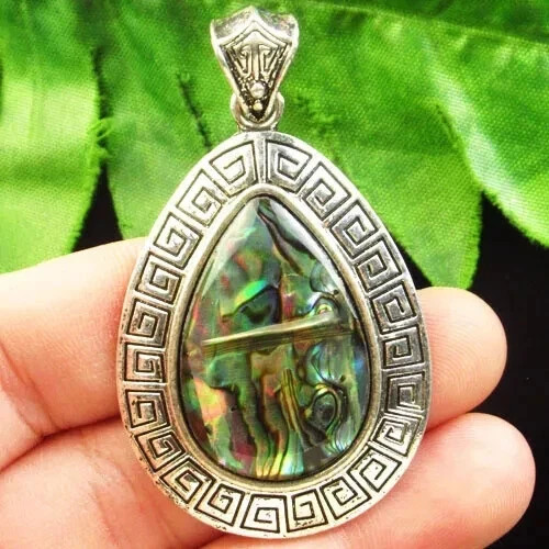 Beautiful Abalone Shell Teardrop Pendant – Necklace!