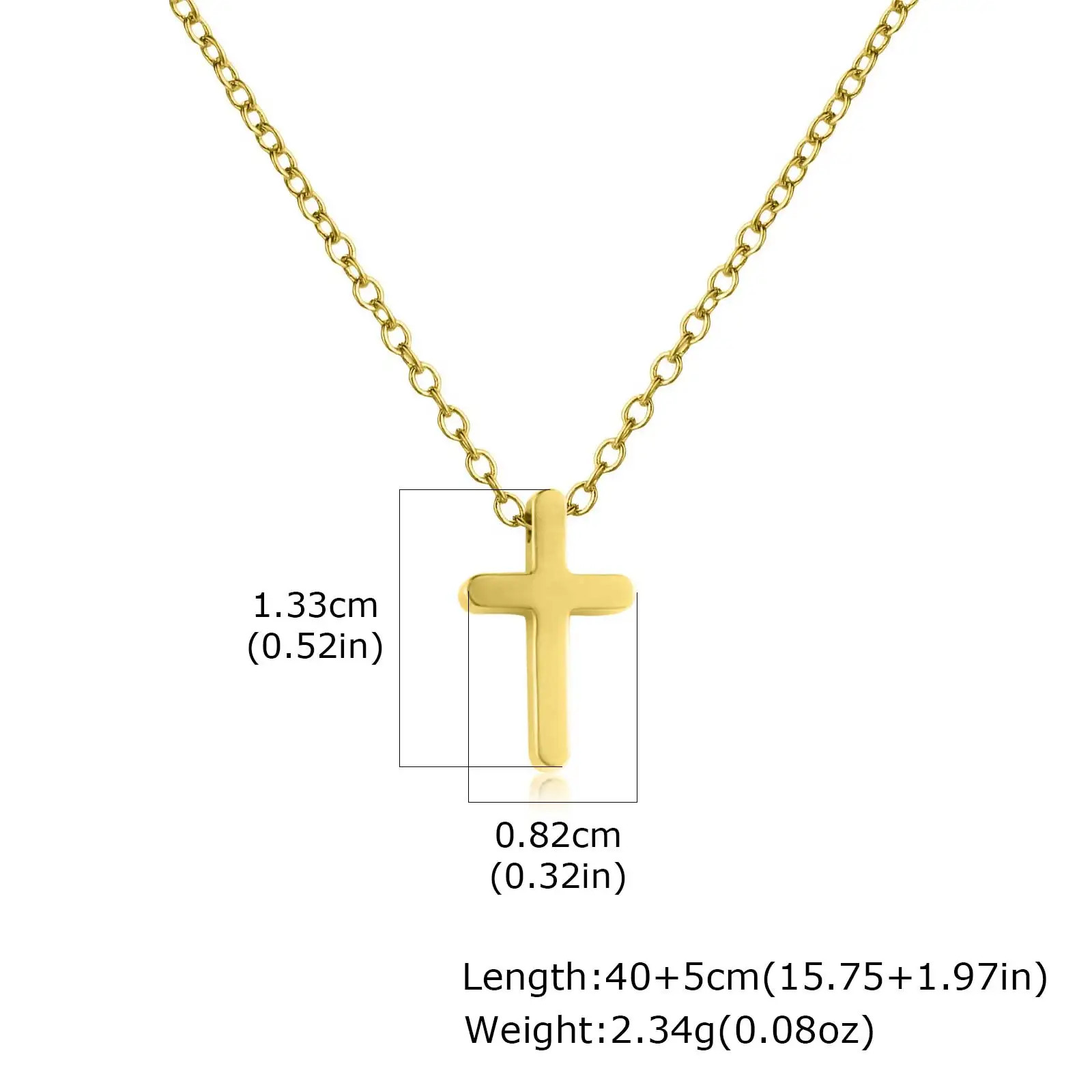 18K PVD Gold Plated Stainless Steel Cross Necklace for Women, Simple Dainty