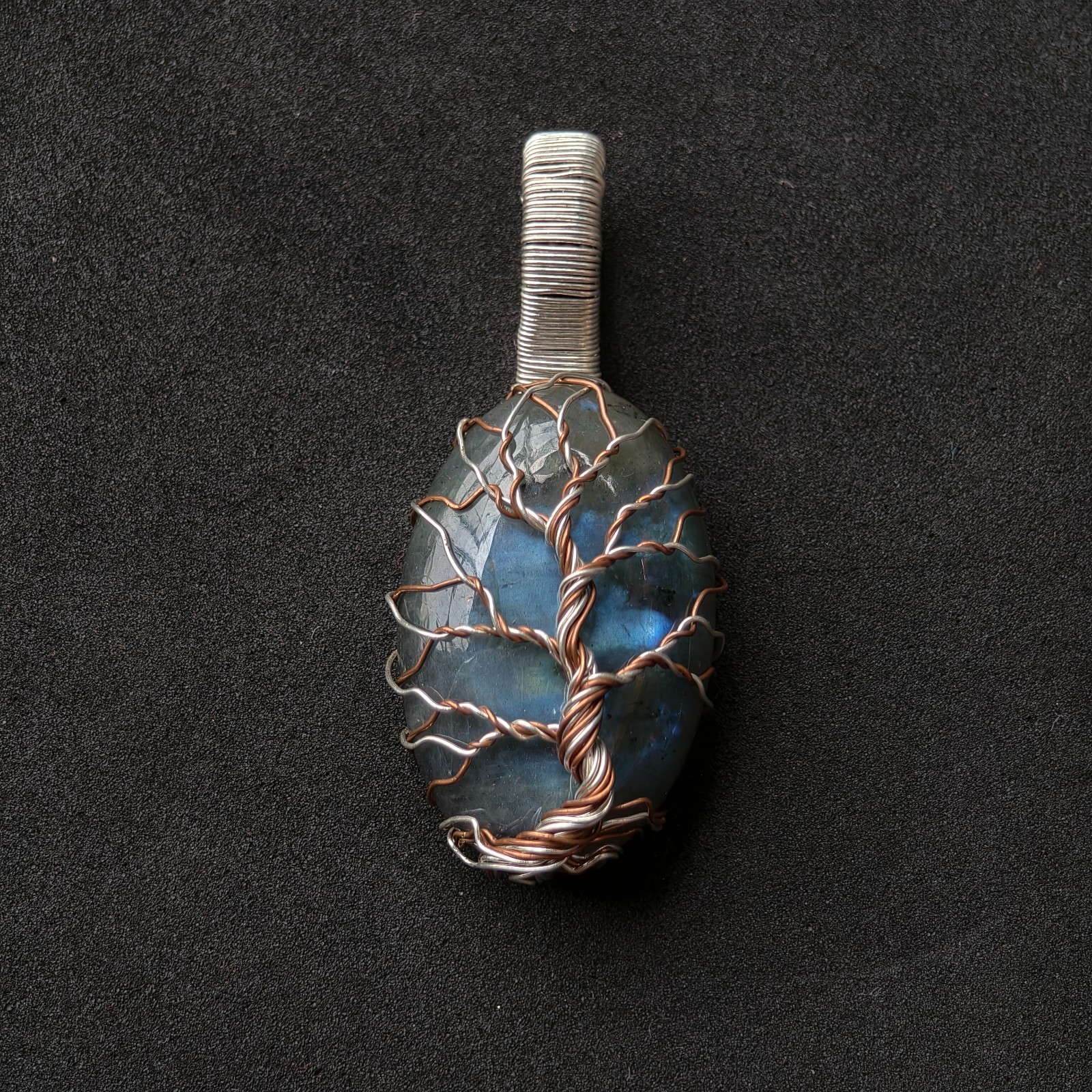Tree of Life Labradorite Pendant Mixed Metal Copper & German Silver Wire Jewelry