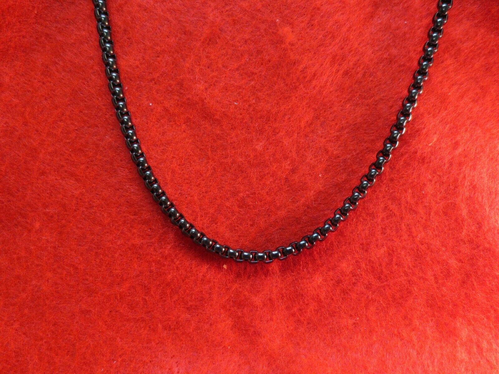 STAINLESS STEEL BLACK PLATED 4MM SMOOTH BOX CHAIN 7 INCH TO 40 INCHES- BLACK